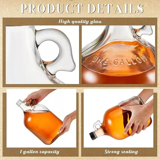 1L Glass Jug with Handle and Screw Cap